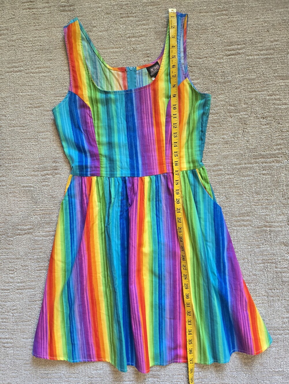 NWT Retrolicous Rainbow Print Skater Dress Size L - Picture 4 of 7